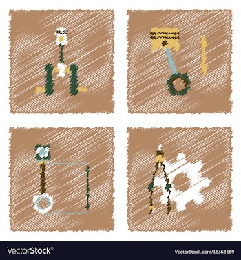 Collection of icons and car service tools in vector image