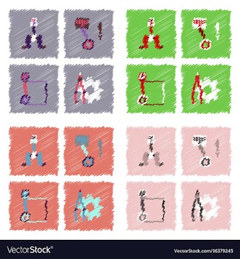 Collection of icons and car service tools in vector image