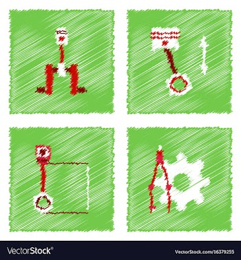 Collection of icons and car service tools in vector image