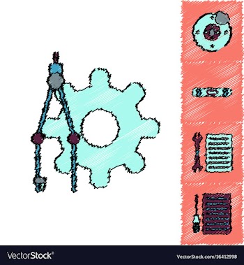 Collection of icons and car service tools in vector image