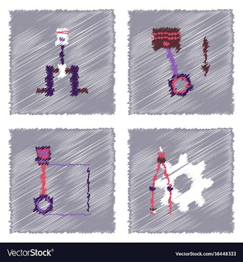 Collection of icons and car service tools in vector image