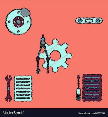 Collection of icons and car service tools in vector image