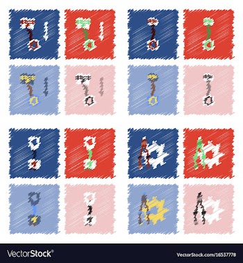 Collection of icons and car service tools in vector image