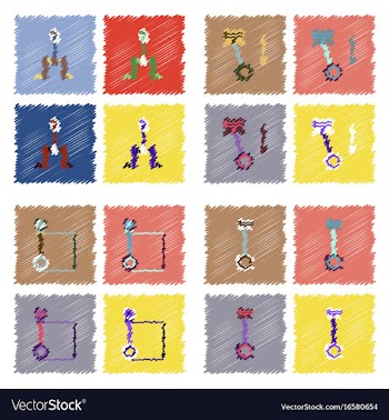 Collection of icons and car service tools in vector image