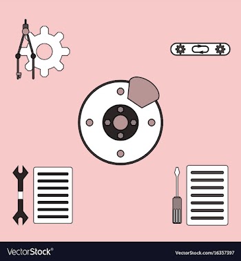 Collection of icons and car service tools vector image