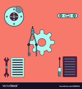 Collection of icons and car service tools vector image