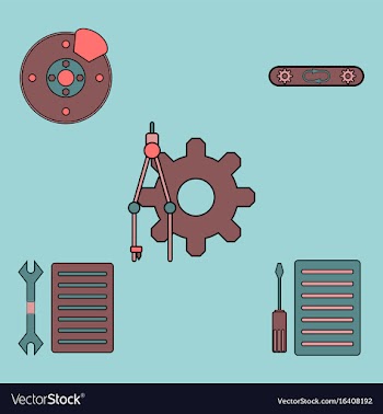 Collection of icons and car service tools vector image