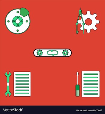 Collection of icons and car service tools vector image