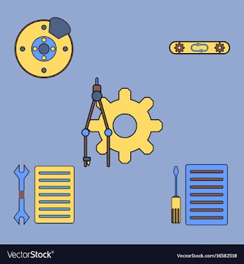 Collection of icons and car service tools vector image