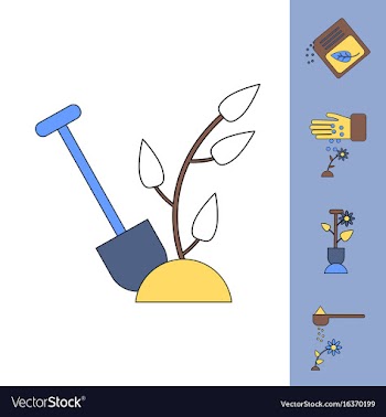 Collection of icons and care of plants vector image