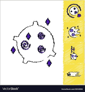 Collection of icons and cosmic bodies in stroke vector image