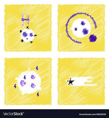 Collection of icons and cosmic bodies in stroke vector image