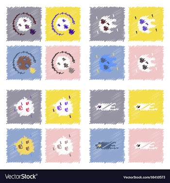 Collection of icons and cosmic bodies in stroke vector image