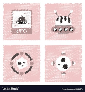 Collection of icons and cosmic bodies in stroke vector image