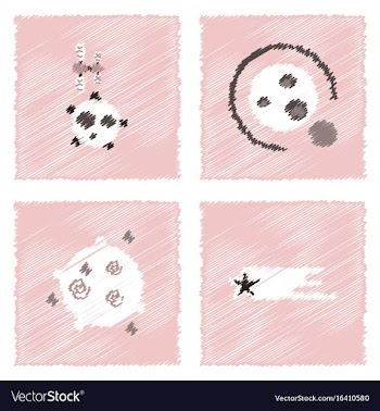 Collection of icons and cosmic bodies in stroke vector image