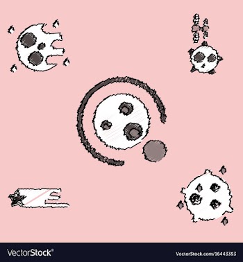 Collection of icons and cosmic bodies in stroke vector image