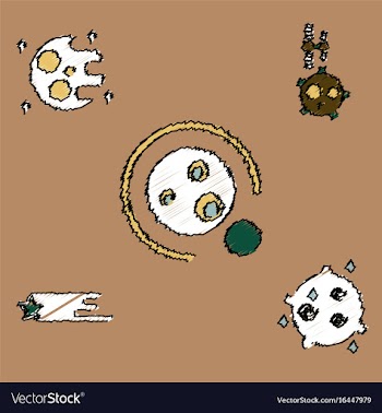 Collection of icons and cosmic bodies in stroke vector image