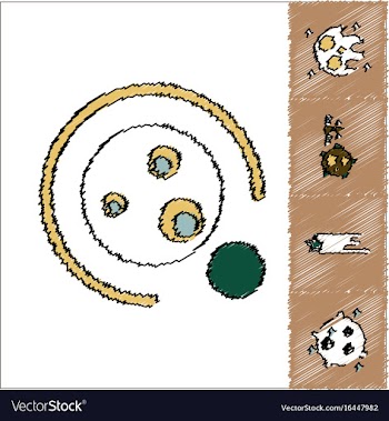 Collection of icons and cosmic bodies in stroke vector image