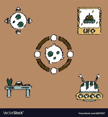 Collection of icons and cosmic bodies in stroke vector image