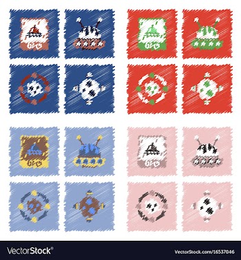 Collection of icons and cosmic bodies in stroke vector image
