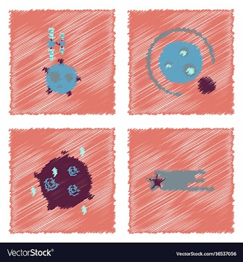Collection of icons and cosmic bodies in stroke vector image