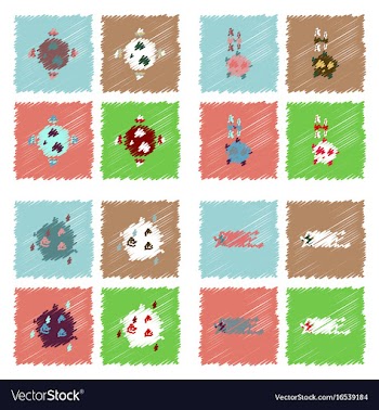 Collection of icons and cosmic bodies in stroke vector image