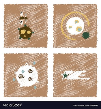Collection of icons and cosmic bodies in stroke vector image