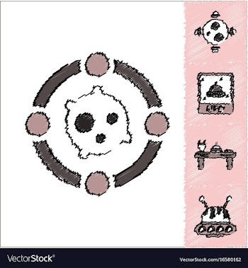 Collection of icons and cosmic bodies in stroke vector image