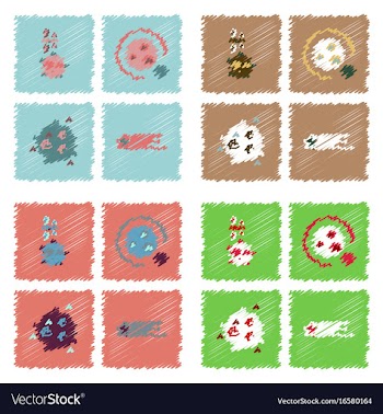 Collection of icons and cosmic bodies in stroke vector image