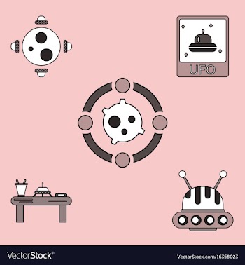 Collection of icons and cosmic bodies vector image