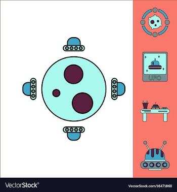 Collection of icons and cosmic bodies vector image