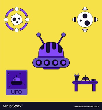 Collection of icons and cosmic bodies vector image