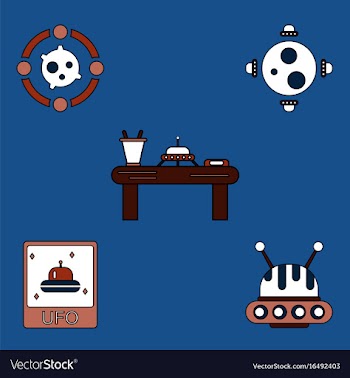 Collection of icons and cosmic bodies vector image