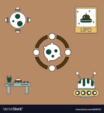 Collection of icons and cosmic bodies vector image