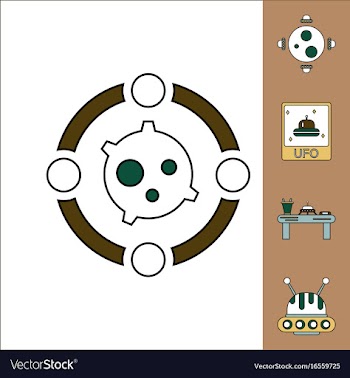 Collection of icons and cosmic bodies vector image