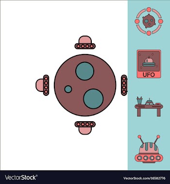 Collection of icons and cosmic bodies vector image