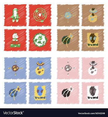 Collection of icons and cosmos concept in stroke vector image
