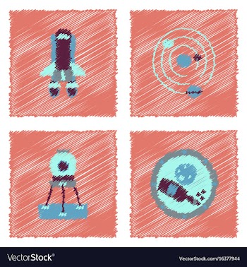 Collection of icons and cosmos concept in stroke vector image
