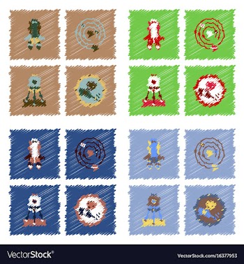 Collection of icons and cosmos concept in stroke vector image