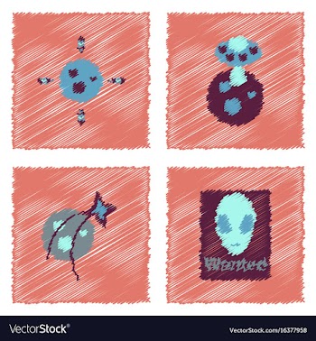 Collection of icons and cosmos concept in stroke vector image
