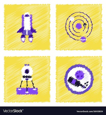 Collection of icons and cosmos concept in stroke vector image