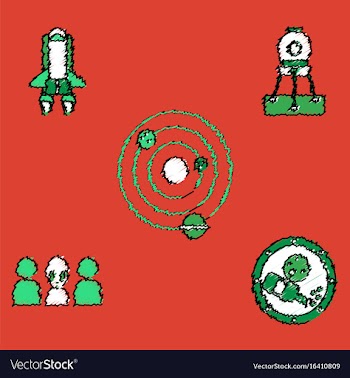 Collection of icons and cosmos concept in stroke vector image