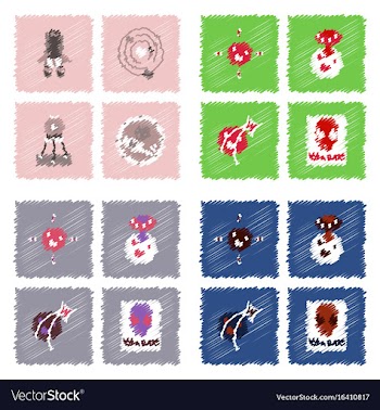 Collection of icons and cosmos concept in stroke vector image