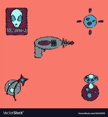 Collection of icons and cosmos concept in stroke vector image