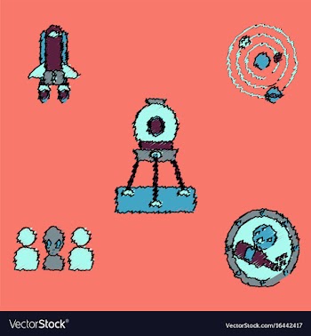 Collection of icons and cosmos concept in stroke vector image