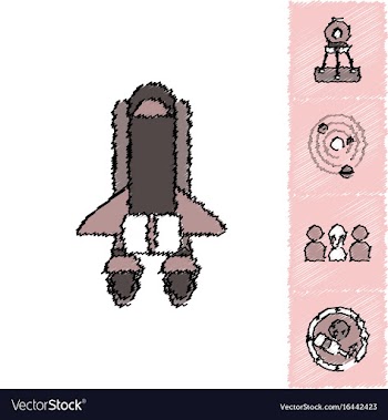 Collection of icons and cosmos concept in stroke vector image