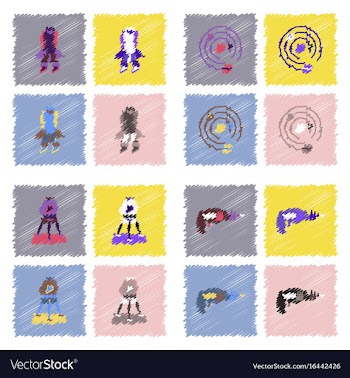 Collection of icons and cosmos concept in stroke vector image