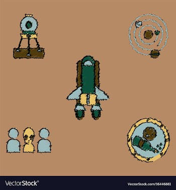Collection of icons and cosmos concept in stroke vector image