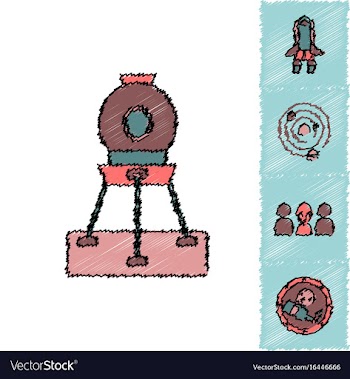 Collection of icons and cosmos concept in stroke vector image