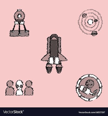 Collection of icons and cosmos concept in stroke vector image